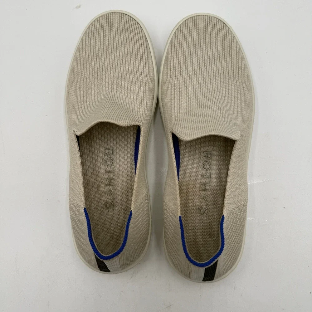 Rothy's The Sneaker Sand Beige Slip On Knit Flat Shoes Womens Size 6